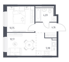 Планировка однокомнатной(квартира) площадью 35.15 квадратных метров в “ЖК Квартал Ивакино”