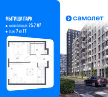Планировка однокомнатной(квартира) площадью 36.5 квадратных метров в “ЖК Мытищи Парк”