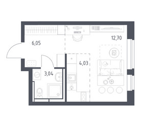 Планировка студии(квартира) площадью 25.82 квадратных метров в ЖК “ЖК Новое Видное”