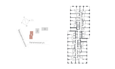 Планировка двухкомнатной(квартира) площадью 69.57 квадратных метров в ЖК “ЖК 1-й Нагатинский (Первый Нагатинский)”