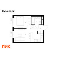 Планировка однокомнатной(квартира) площадью 32.2 квадратных метров в “ЖК Яуза Парк (Мытищи)”