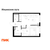 Планировка однокомнатной(квартира) площадью 32.33 квадратных метров в “ЖК Ильинские луга”