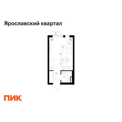 Планировка студии(квартира) площадью 21.1 квадратных метров в ЖК “Ярославский квартал”