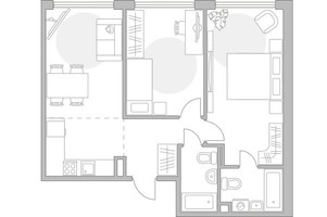 Планировка двухкомнатной(квартира) площадью 65.9 квадратных метров в “ЖК Мневники от Гранель”