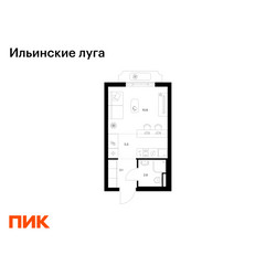 Планировка студии(квартира) площадью 21.8 квадратных метров в ЖК “ЖК Ильинские луга”