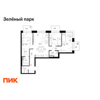 Планировка трехкомнатной(квартира) площадью 79.5 квадратных метров в “ЖК Зеленый парк”