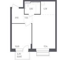 Планировка однокомнатной(квартира) площадью 41.93 квадратных метров в “ЖК Рублевский Квартал”