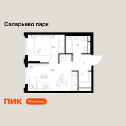 Планировка однокомнатной(квартира) площадью 31.8 квадратных метров в ЖК “ЖК Саларьево парк”