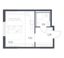 Планировка студии(квартира) площадью 26.13 квадратных метров в “ЖК Пригород Лесное”