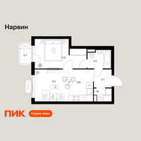 Планировка однокомнатной(квартира) площадью 36 квадратных метров в “Нарвин”