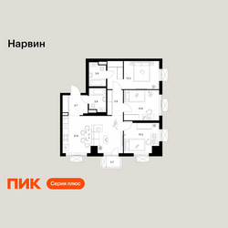 Планировка трехкомнатной(квартира) площадью 73.8 квадратных метров в ЖК “Нарвин”