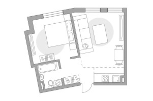 Планировка двухкомнатной(квартира) площадью 42.18 квадратных метров в “ЖК Аникеевский”