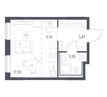 Планировка студии(квартира) площадью 26.4 квадратных метров в “ЖК Прибрежный Парк”