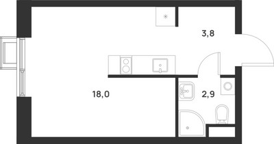 Планировка студии(квартира) площадью 24.7 квадратных метров в ЖК “ЖК Форевиль”