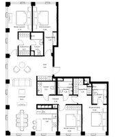 Планировка 4+ комнатной(квартира) площадью 105.26 квадратных метров в “ЖК City bay (Сити Бэй)”
