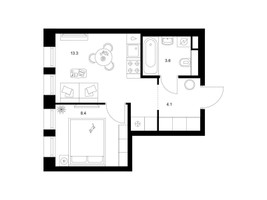 Планировка однокомнатной(квартира) площадью 29.4 квадратных метров в “ЖК Москворечье”