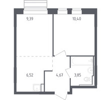 Планировка однокомнатной(квартира) площадью 34.83 квадратных метров в “ЖК Рублевский Квартал”