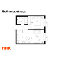 Планировка однокомнатной(квартира) площадью 35.8 квадратных метров в “ЖК Люблинский парк”
