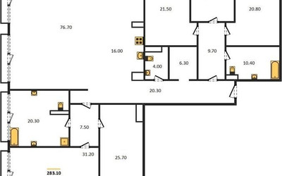 Планировка 4+ комнатной(квартира) площадью 283.6 квадратных метров в ЖК “ЖК OPUS (Опус)”