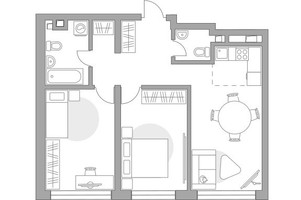 Планировка трехкомнатной(квартира) площадью 64.11 квадратных метров в “ЖК Тринити”