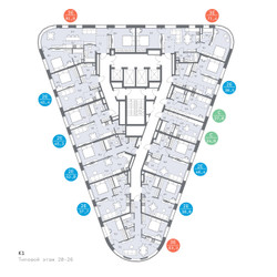 Планировка трехкомнатной(квартира) площадью 72.8 квадратных метров в ЖК “ЖК Родина Переделкино”