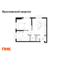 Планировка двухкомнатной(квартира) площадью 57.5 квадратных метров в “Ярославский квартал”