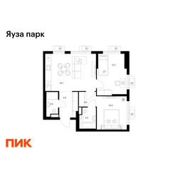 Планировка двухкомнатной(квартира) площадью 56 квадратных метров в ЖК “ЖК Яуза Парк (Мытищи)”