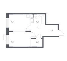 Планировка однокомнатной(квартира) площадью 38.2 квадратных метров в “ЖК Цветочные Поляны”