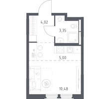 Планировка студии(квартира) площадью 22.85 квадратных метров в “ЖК Космический Квартал”