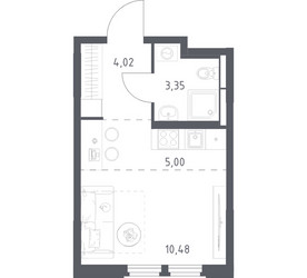 Планировка студии(квартира) площадью 22.85 квадратных метров в ЖК “ЖК Космический Квартал”
