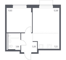 Планировка однокомнатной(квартира) площадью 40.87 квадратных метров в “ЖК Квартал Западный”