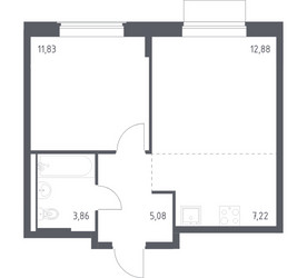 Планировка однокомнатной(квартира) площадью 40.87 квадратных метров в ЖК “ЖК Квартал Западный”