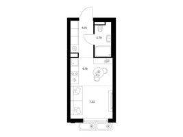 Планировка студии(квартира) площадью 20.49 квадратных метров в “ЖК Ильинские луга”