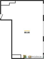 Планировка двухкомнатной(квартира) площадью 80 квадратных метров в “ЖК Headliner (Хедлайнер)”