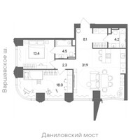 Планировка двухкомнатной(квартира) площадью 82.4 квадратных метров в “ЖК СТОУН Блик”