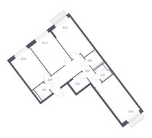 Планировка трехкомнатной(квартира) площадью 77.3 квадратных метров в “ЖК Рублевский Квартал”
