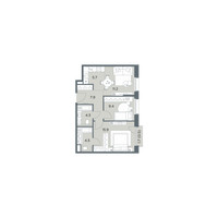 Планировка трехкомнатной(квартира) площадью 59.4 квадратных метров в “ЖК Станиславский”