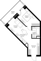 Планировка однокомнатной(квартира) площадью 46.76 квадратных метров в “ЖК Джойс”