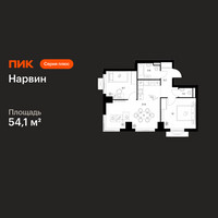 Планировка двухкомнатной(квартира) площадью 54.1 квадратных метров в “Нарвин”