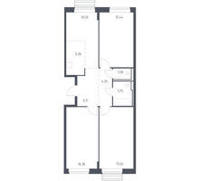 Планировка трехкомнатной(квартира) площадью 79.7 квадратных метров в “ЖК Рублевский Квартал”