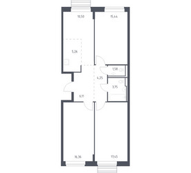 Планировка трехкомнатной(квартира) площадью 79.7 квадратных метров в ЖК “ЖК Рублевский Квартал”
