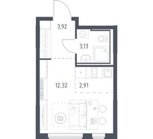 Планировка студии(квартира) площадью 22.28 квадратных метров в “ЖК Горки Парк”