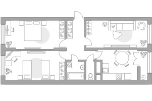Планировка трехкомнатной(квартира) площадью 71.87 квадратных метров в “ЖК Пехра”
