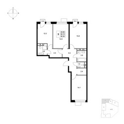 Планировка трехкомнатной(квартира) площадью 82.3 квадратных метров в ЖК “ЖК Легенда Марусино”