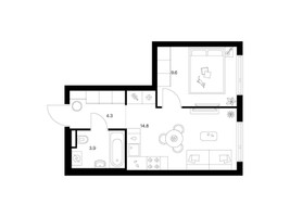 Планировка однокомнатной(квартира) площадью 32.6 квадратных метров в “ЖК Середневский лес”