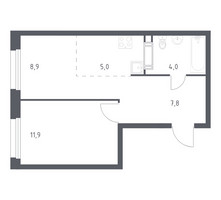 Планировка однокомнатной(квартира) площадью 37.7 квадратных метров в “ЖК ЭкоБунино (Южное Бунино)”