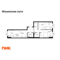 Планировка двухкомнатной(квартира) площадью 66.7 квадратных метров в “ЖК Ильинские луга”