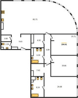 Планировка трехкомнатной(квартира) площадью 194.51 квадратных метров в “ЖК Sky View (Скай Вью)”