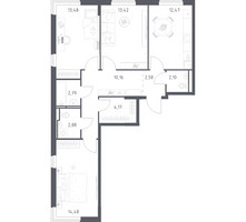 Планировка трехкомнатной(квартира) площадью 78.53 квадратных метров в “ЖК Мытищи Парк”