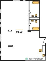 Планировка трехкомнатной(квартира) площадью 95.5 квадратных метров в “ЖК Twin House (Твин Хаус)”